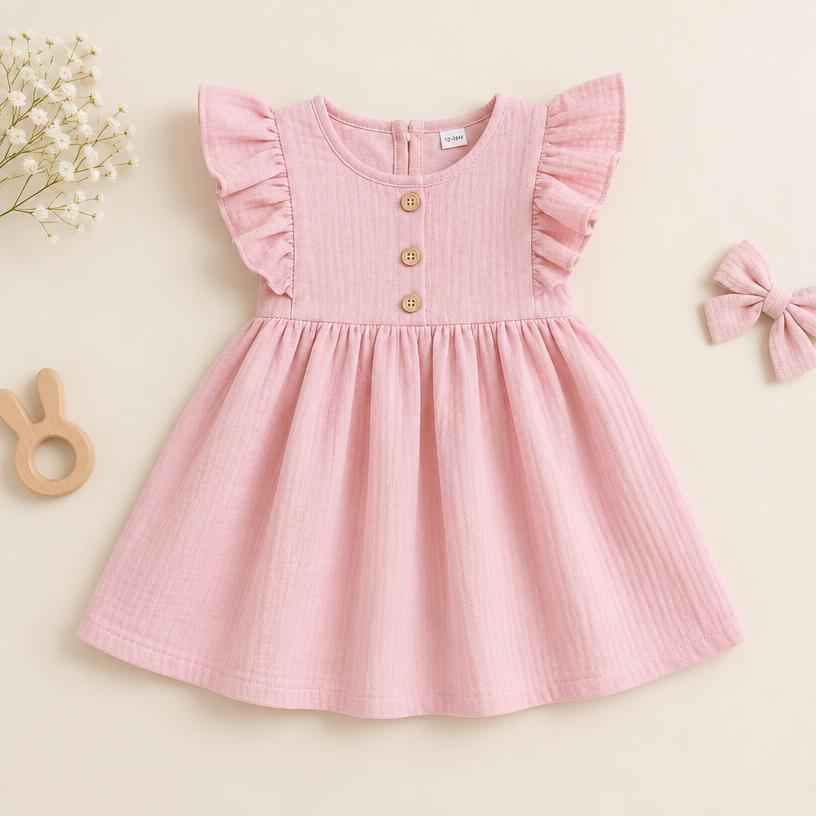 Vestido Babados Rosa